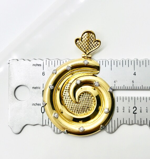 Yellow Gold and Diamond Spiral Design Pendant, Vi… - image 8
