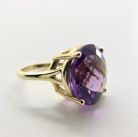 Yellow Gold Amethyst Ring, Vintage Amethyst Ring,… - image 4