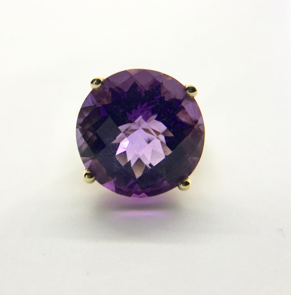 Yellow Gold Amethyst Ring, Vintage Amethyst Ring, 