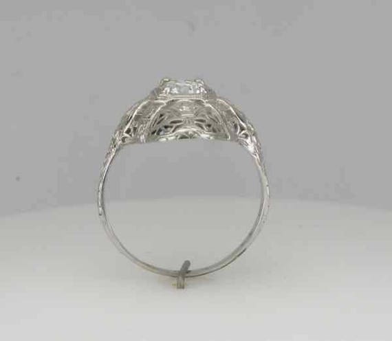 White Gold Diamond Filigree Ring, Antique Diamond… - image 2