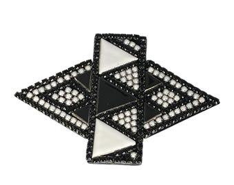 Vintage Roxanne Assoulin Brooch: Art Deco Geometric Pin
