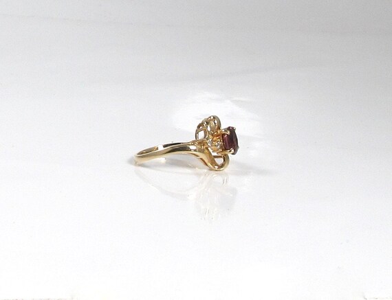 Free Form Garnet and Diamond Ring; Vintage Garnet… - image 2