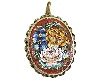Victorian Gold Filled Floral Mosaic Locket with Braided Frame - Antique Locket