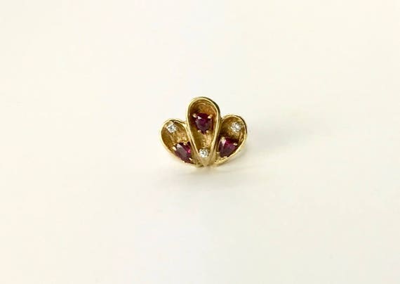 Vintage 14k Yellow Gold Ruby and Diamond Ring - J… - image 2