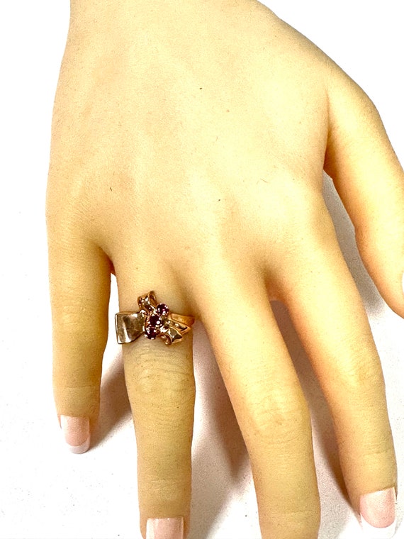 Retro 14k Rose Gold Ruby Ring - July Birthstone - image 7
