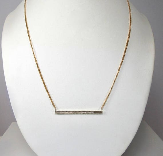 Wheat Pattern Bar Pin Necklace, Bar Necklace, Ant… - image 1