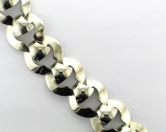 Art Deco Style White Metal Bracelet Signed Marino; Fun Bracelet; Everyday Bracelet