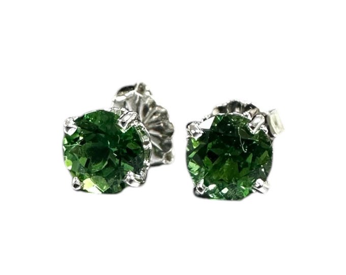 Elegant 14K White Gold Chrome Tourmaline Stud Earrings - 0.50ct Gems - Custom Selection