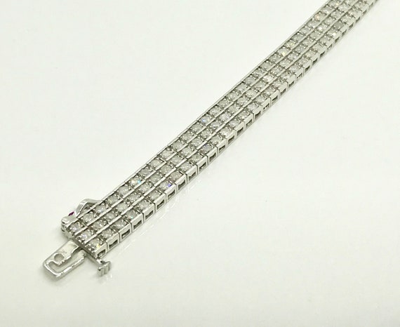 Vintage Diamond Bracelet, Diamond Straight Line B… - image 3