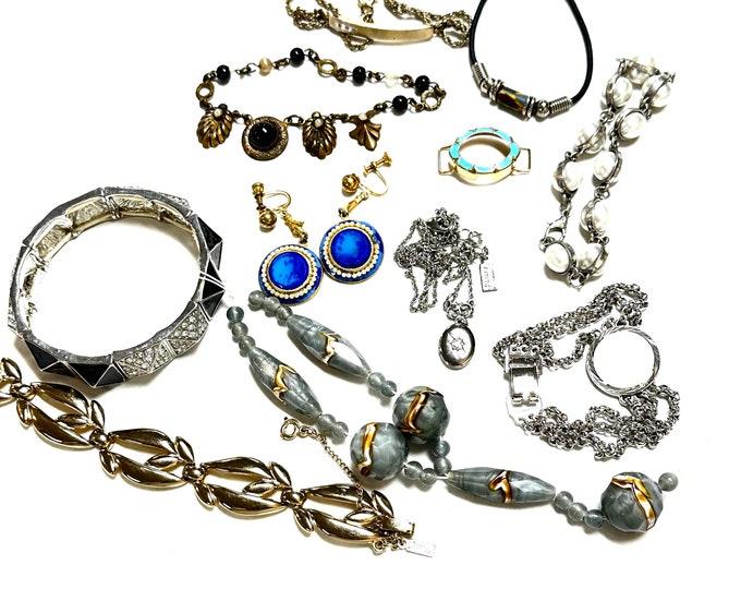 Bag Lot of Jewelry Bits and Pieces, Recycled or UpCycled Jewelry