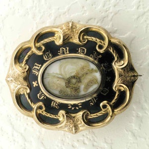 Victorian Memorial Hair Pin: Black Enamel & Gold bild 2
