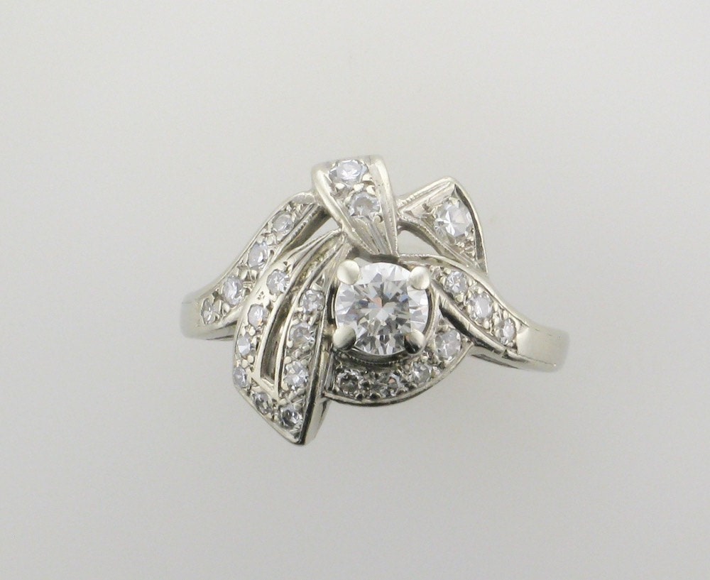 Art Deco Diamond Platinum Filigree Antique Cocktail Ring Emerald Accen –  Bardys Estate Jewelry