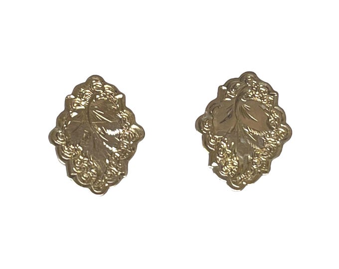 Victorian Cufflinks Converted to Earrings, Pierced Earrings, Yellow Gold Pierced Earrings, Antique Earrings