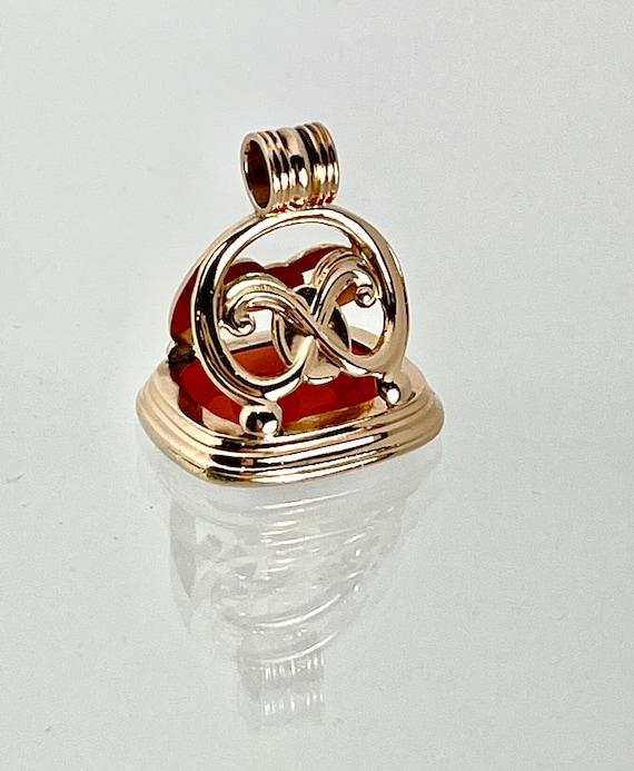 Yellow Gold Antique Watch Fob: Carnelian Initial Intaglio Charm