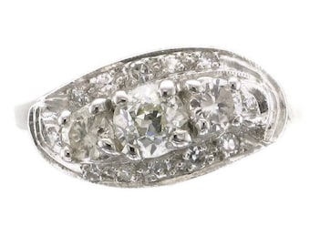 Ladies 14 Karat White Gold Diamond Cocktail Ring with Arthritic "Balls" in Shank