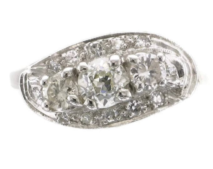 Ladies 14 Karat White Gold Diamond Cocktail Ring with Arthritic "Balls" in Shank