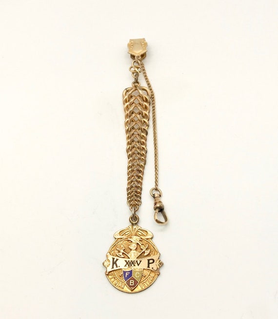 Gold Filled Knights of Pythias Watch Fob, Antique… - image 1