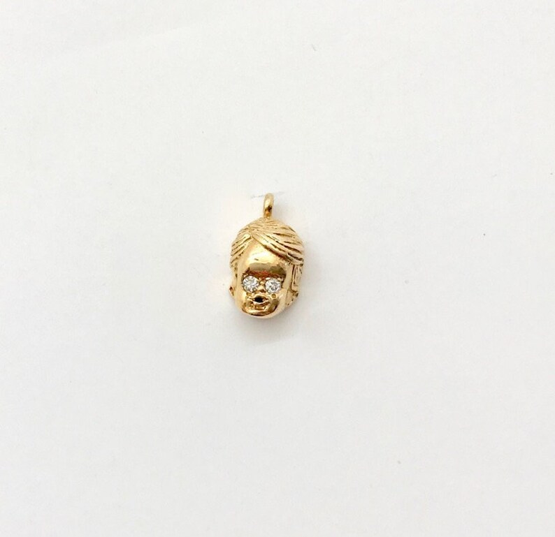 Yellow Gold Little Boy Charm 10 Karat Yellow Gold Little Boy Charm with Diamond Eyes Vintage Baby Charm Vintage Jewelry Vintage Charm