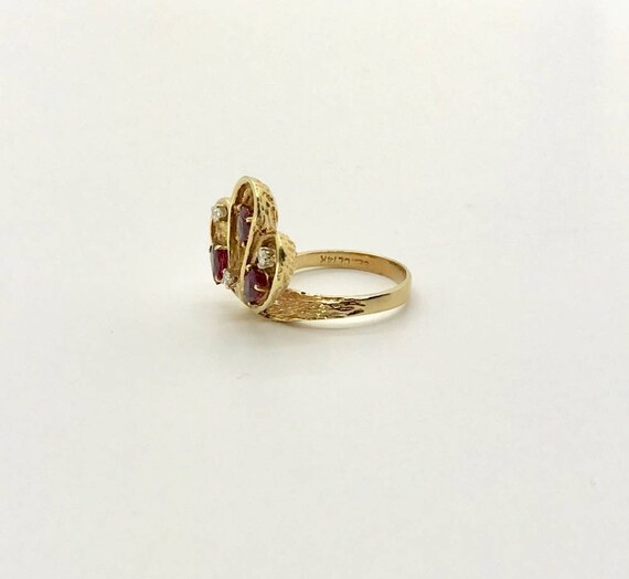 Vintage 14k Yellow Gold Ruby and Diamond Ring - J… - image 4