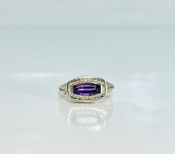 Yellow Gold Amethyst Ring, Filigree Amethyst Ring… - image 3