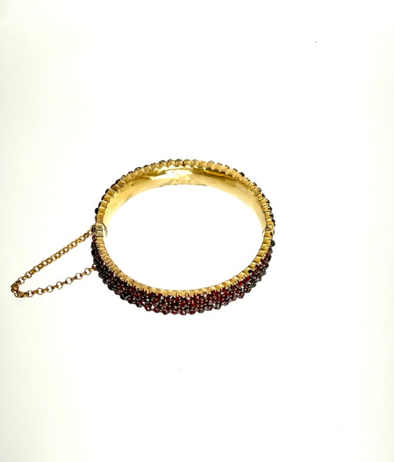 Antique Bohemian Cut Garnet Bracelet, Garnet Bang… - image 3