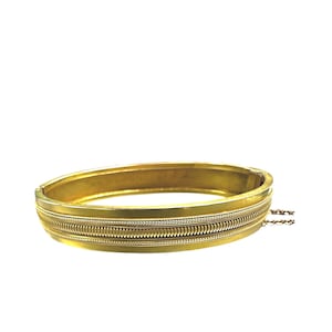 Intricate Victorian Design 10K Yellow Gold Bangle Bracelet, Elegant Gift