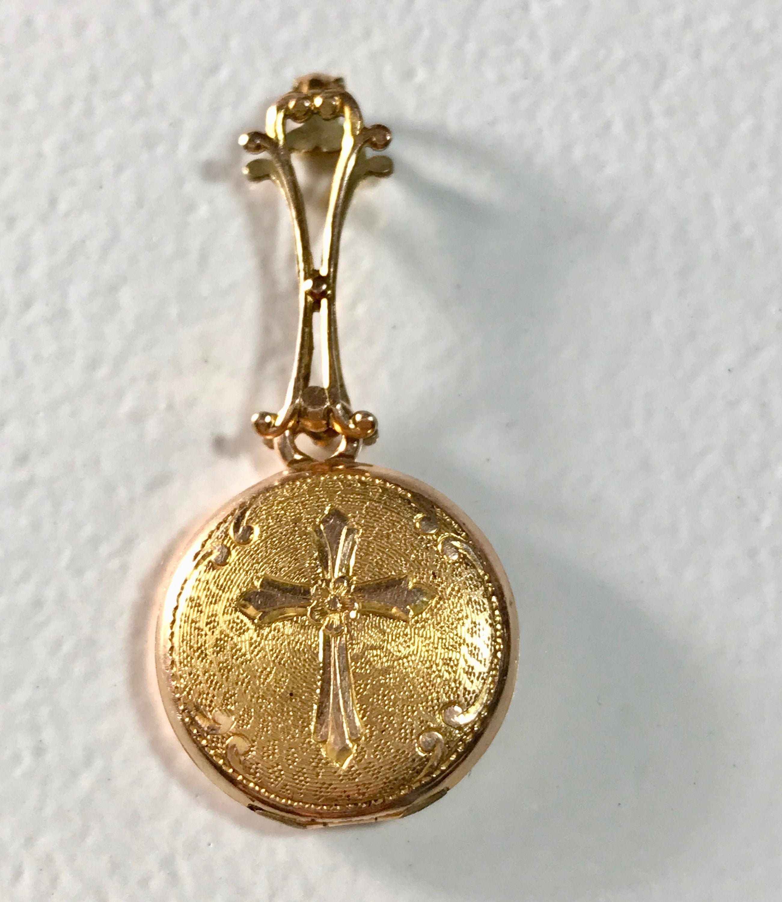 Vintage Gold Filled Cross Locket, Vintage Locket, Locket Pendant