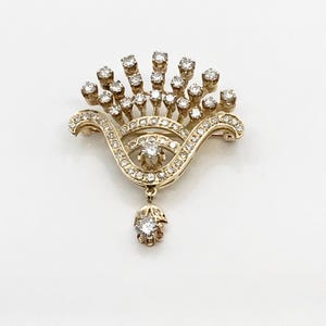 Vintage 14K Yellow Gold Diamond Brooch: 2.00 Carats