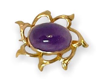 Antique 14K Gold Amethyst Pin: February Birthstone Brooch