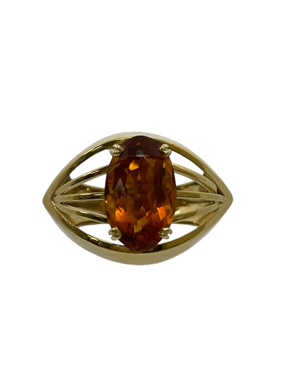 18 Karat Yellow Gold Citrine Ring, Vintage Citrin… - image 2