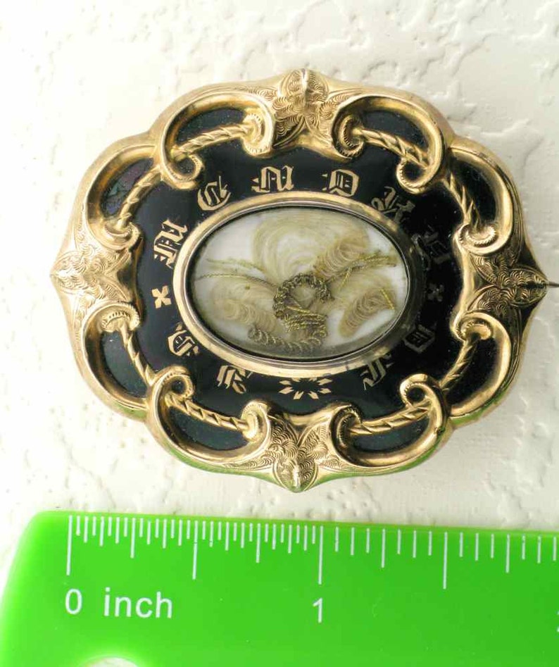 Victorian Memorial Hair Pin: Black Enamel & Gold bild 4