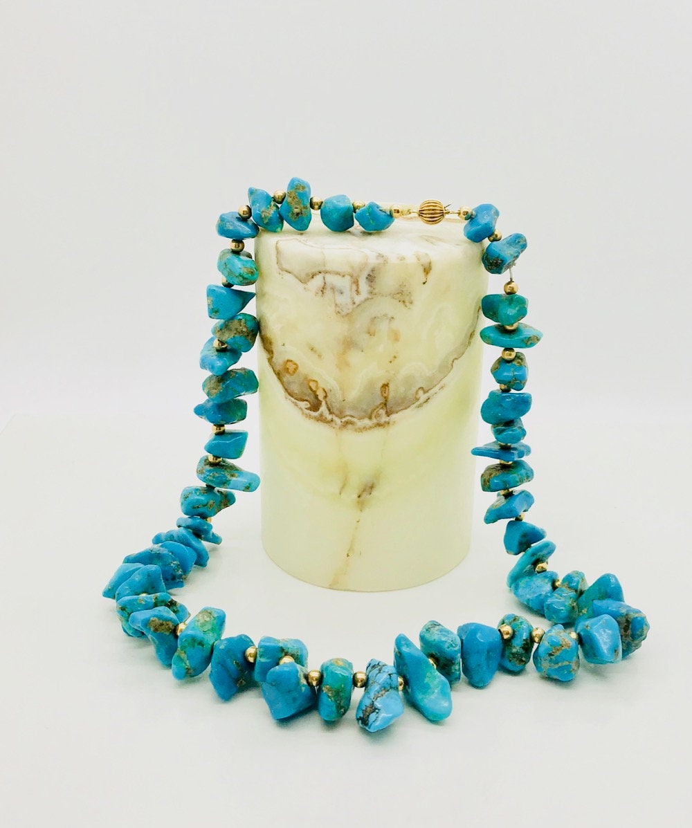 Turquoise Beaded & Sterling Vintage Necklace – Estate Beads & Jewelry