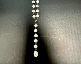 Vintage 10K Gold Cultured Pearl Necklace Y Drop Necklace Cultured Pearls