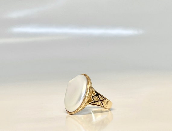 Antique Yellow Gold and Black Enamel Pearl Ring, … - image 2