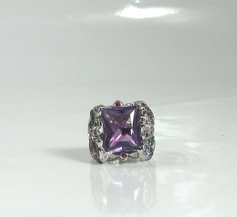 Amethyst Green Garnet Sapphire Diamond and Ruby Ring - Etsy