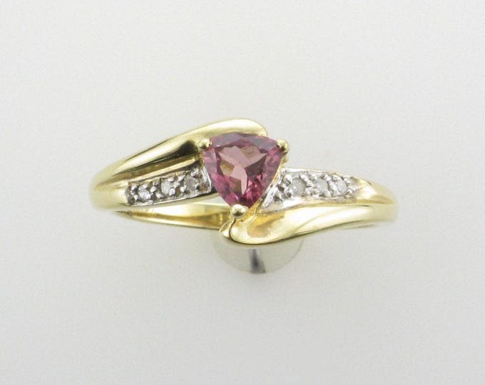 Pink Tourmaline and Diamond Ring; Triangle Cut Pink Tourmaline; High Fashion Pink Tourmaline Ring; Tourmaline Ring; Pink Tourmaline Ring