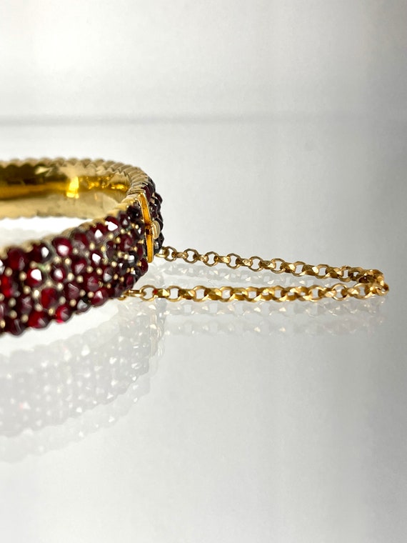 Antique Bohemian Cut Garnet Bracelet, Garnet Bang… - image 5