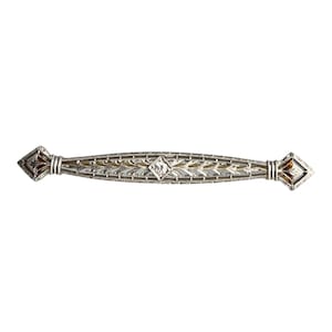 Antique 14k Gold Filigree Diamond Bar Pin Brooch