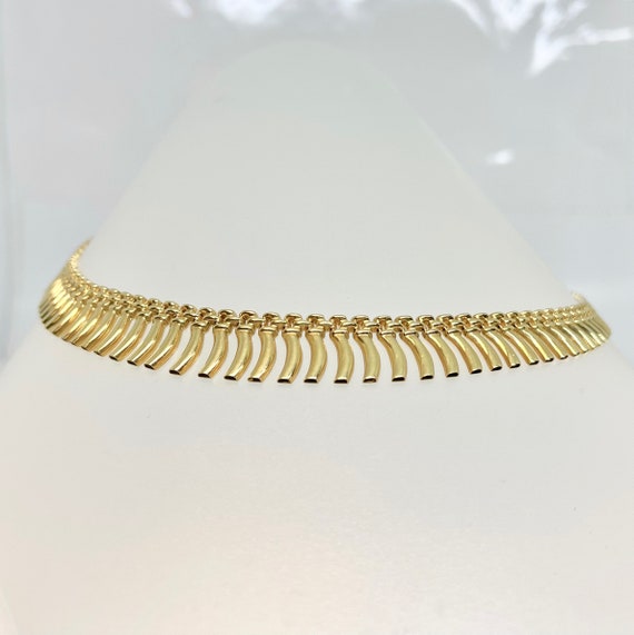 Yellow Gold Retro Fringe Necklace, Choker Necklac… - image 4