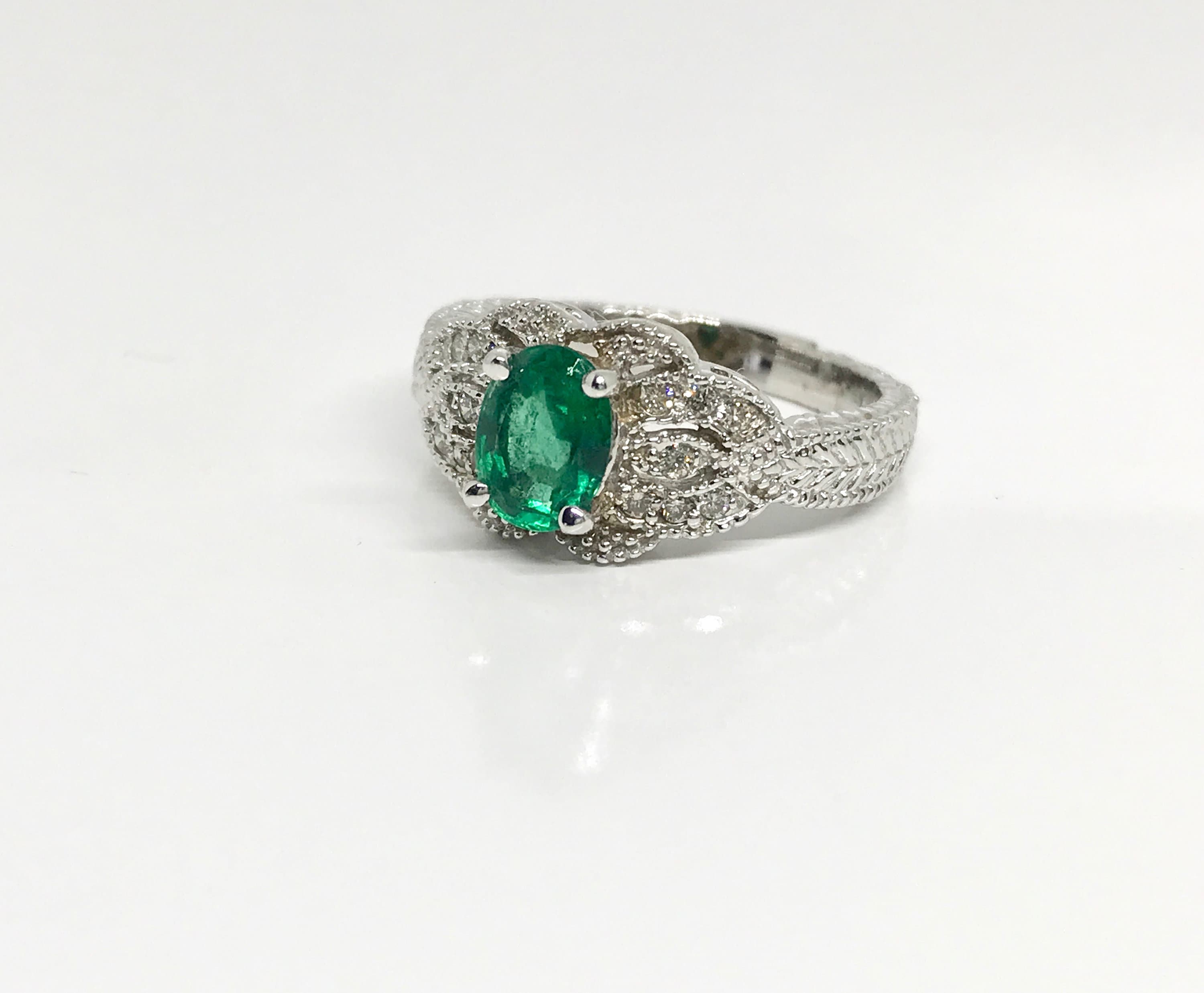 Art Deco Style Emerald Diamond Cocktail Ring 2.39Ct Emerald – Antique  Jewellery Online