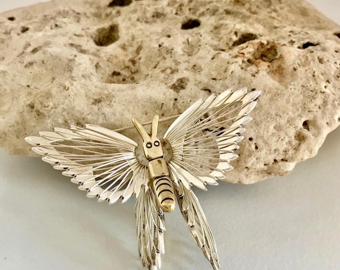 Sterling Silver 3 Dimensional Butterfly Pin, Silver Pin, Silver Butterfly