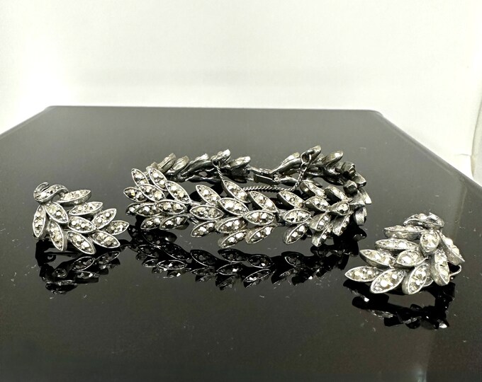 Vintage Marcasite bracelet and Earring Set