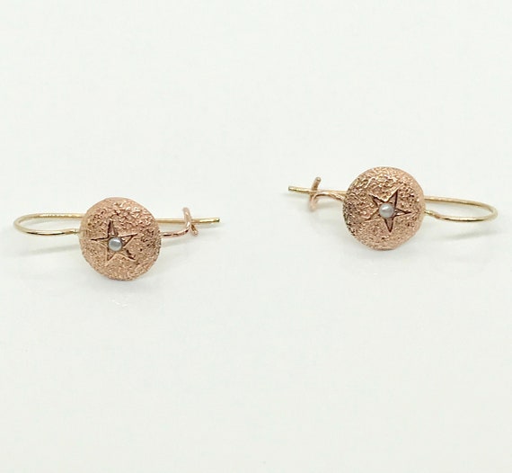 Rose Gold Drop Earrings, Victorian Inspired Pierc… - image 1