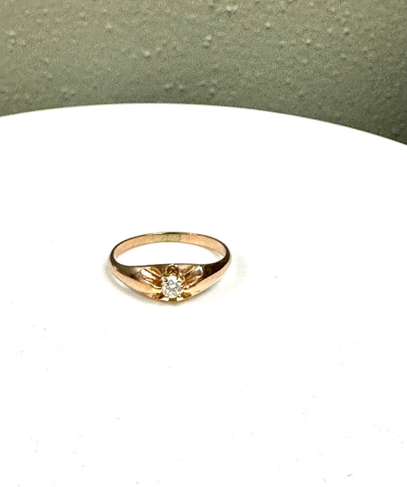 Vintage 1925 Belcher Diamond Ring: 10K Yellow Gol… - image 6