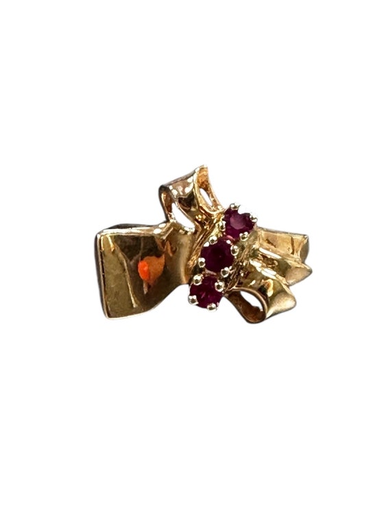 Retro 14k Rose Gold Ruby Ring - July Birthstone - image 1