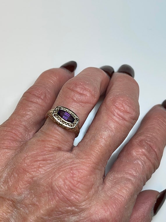 Yellow Gold Amethyst Ring, Filigree Amethyst Ring… - image 7