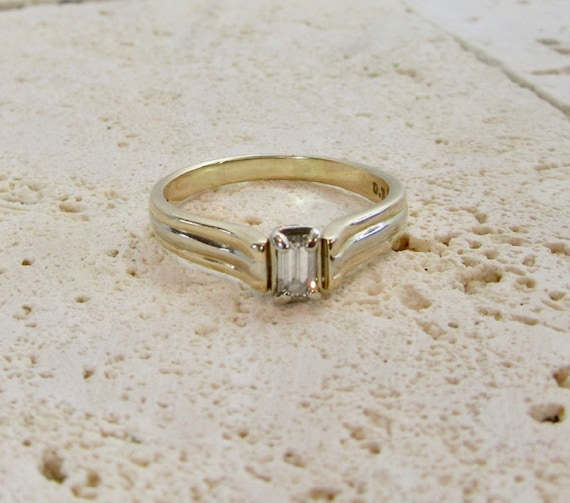 Emerald Cut Diamond Engagement Ring, Diamond Engag