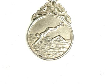 Personalized Sterling Silver Hallmarked Medal for Swim/Dive Enthusiasts