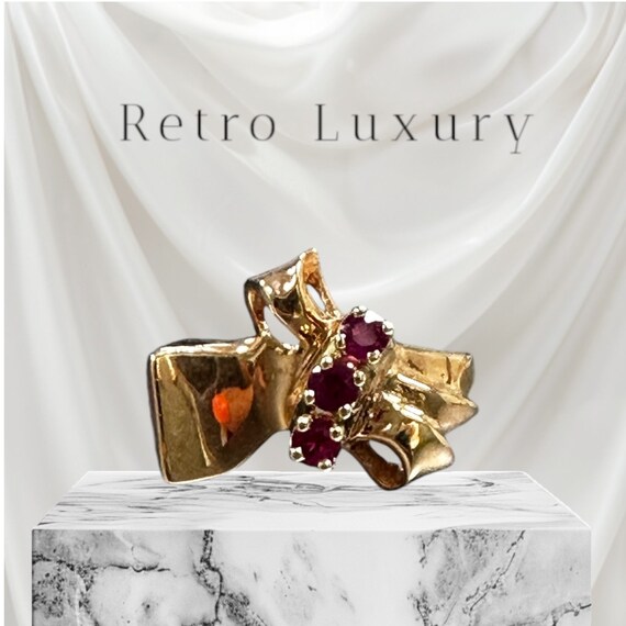 Retro 14k Rose Gold Ruby Ring - July Birthstone - image 10