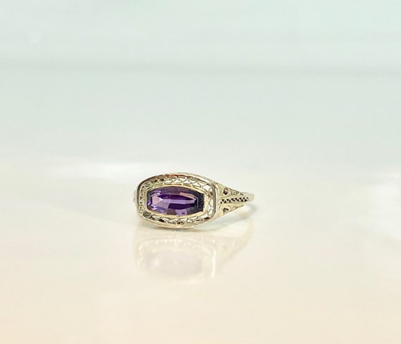 Yellow Gold Amethyst Ring, Filigree Amethyst Ring… - image 1